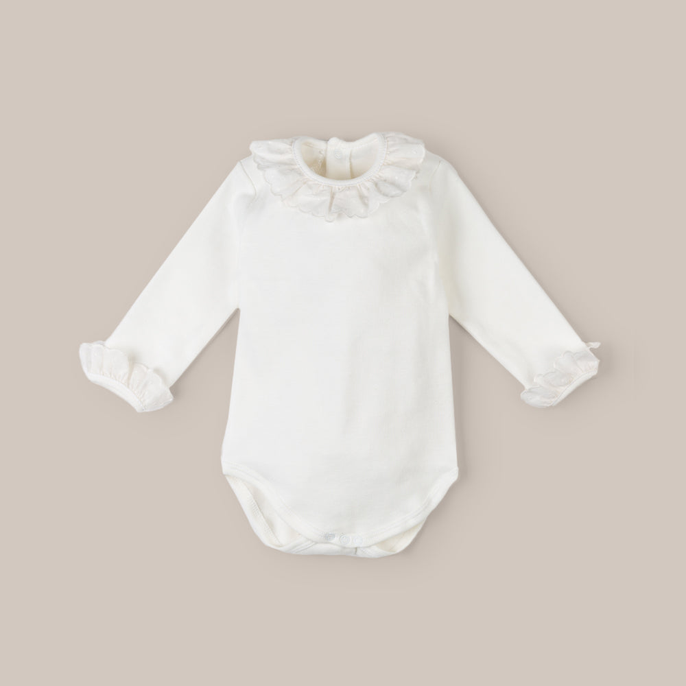 BODY CUELLO PLUMETI MANGA LARGA BEIGE
