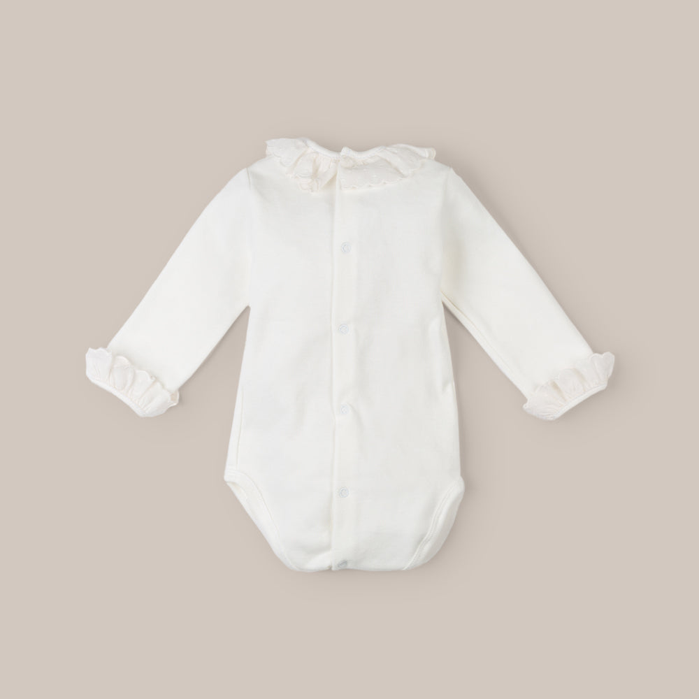 BODY CUELLO PLUMETI MANGA LARGA BEIGE