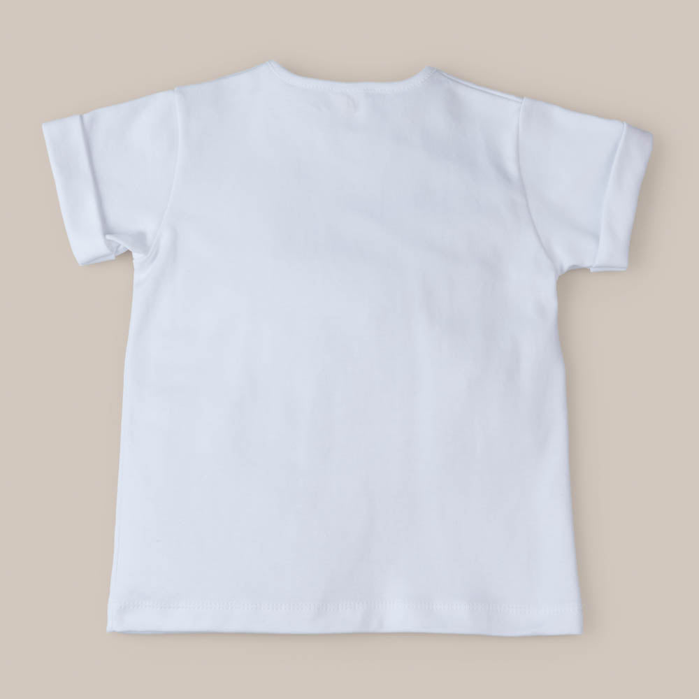 CAMISETA BEBÉ NIÑO ALGODON BLANCA