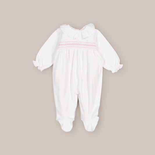 PIJAMA ALGODÓN BEBÉ LUNAR ROSA