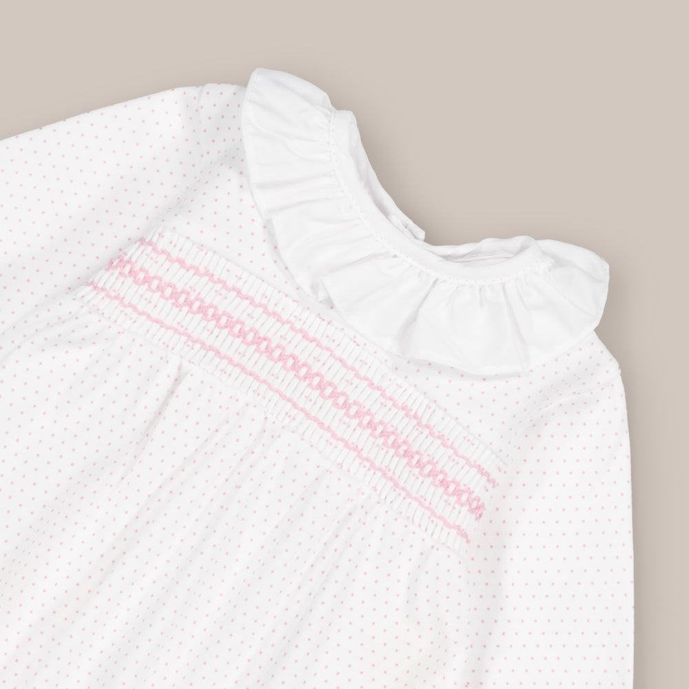 PIJAMA ALGODÓN BEBÉ LUNAR ROSA