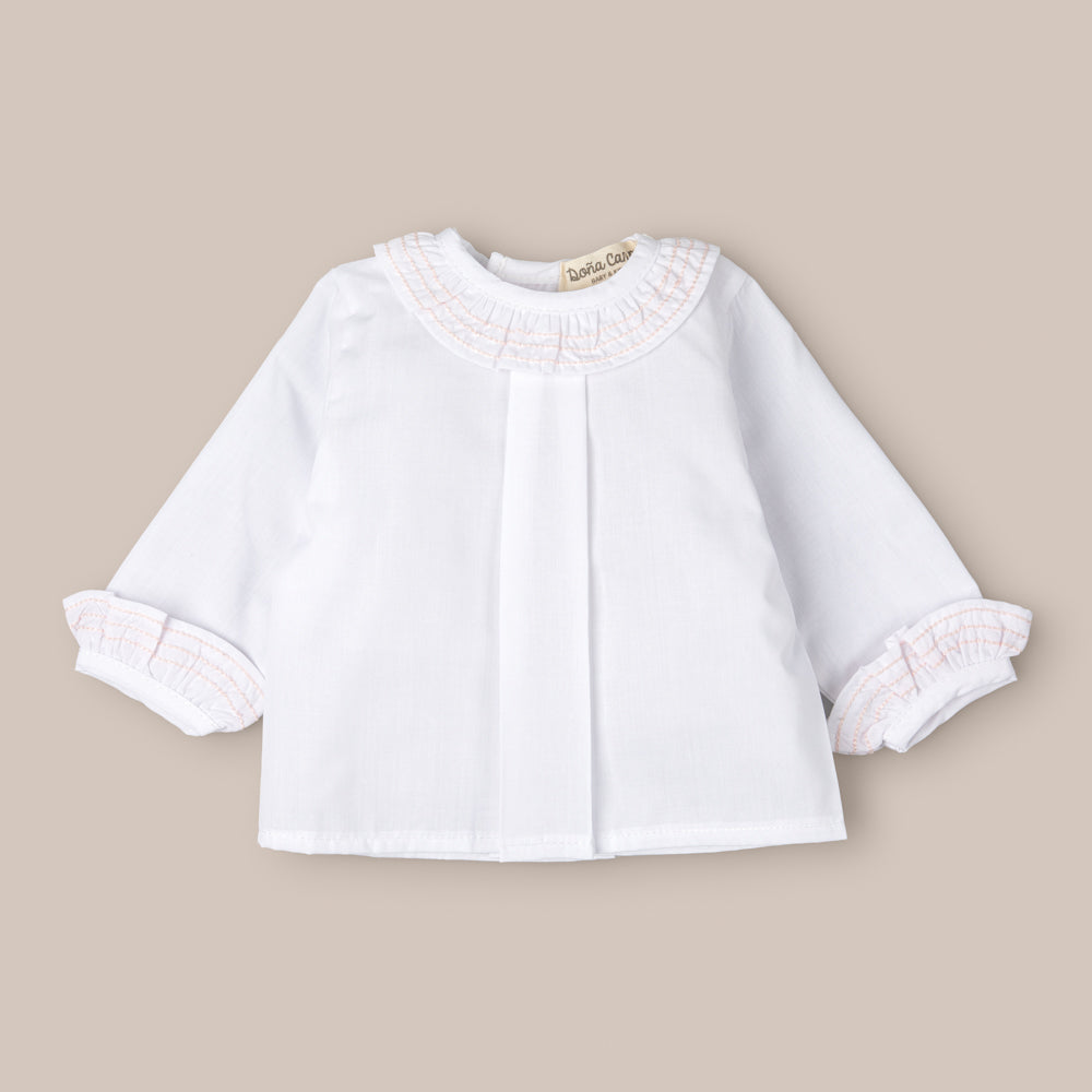 CAMISINA BEBÉ PESPUNTE ROSA