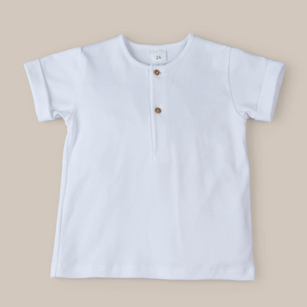 CAMISETA BEBÉ NIÑO ALGODON BLANCA