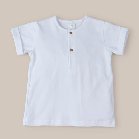 CAMISETA BEBÉ NIÑO ALGODON BLANCA