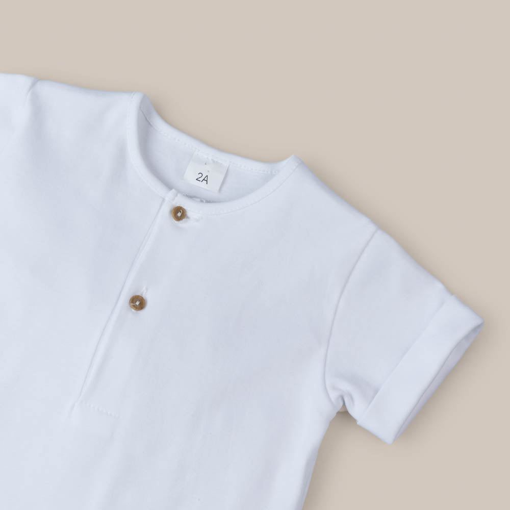 CAMISETA BEBÉ NIÑO ALGODON BLANCA